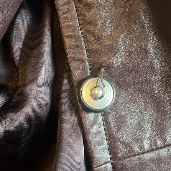 Vintage Bebe leather jacket leather buttons Brown Medium - Picture 10 of 16